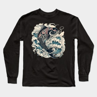 Karasu Black Koi Fish Long Sleeve T-Shirt